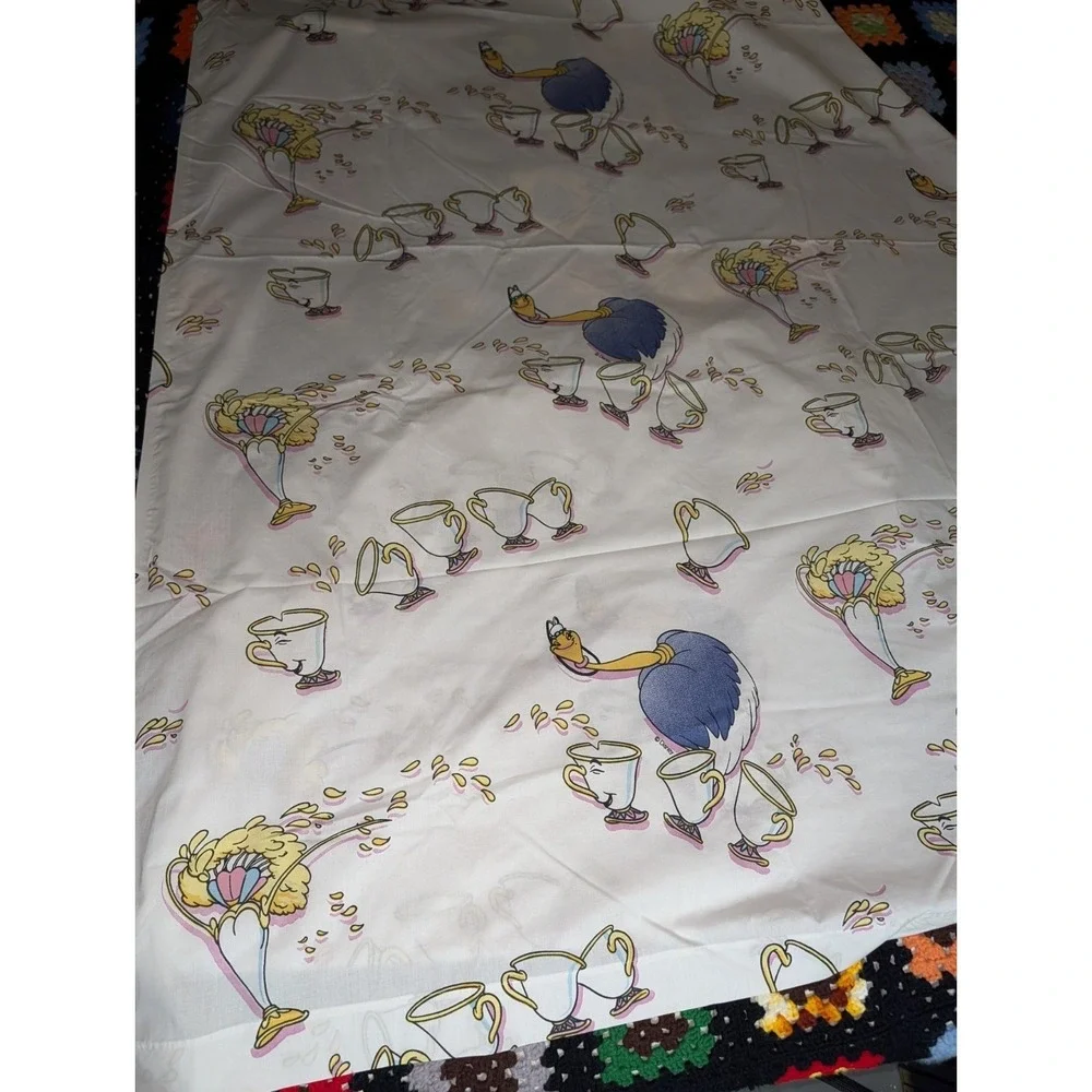 Disney Beauty and the Beast Tea Cup Vintage 2 Piece Crib Size Fitted & Sheet Set